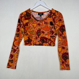 NWT NGOrder Urban Outfitters Women's Sz 8 Hearts Cropped Cardigan Top Velour‎